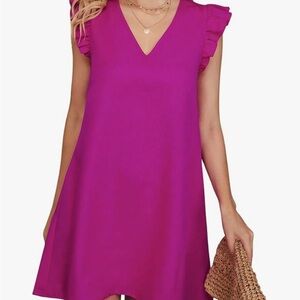 Elegant Pink Ruffle Sleeve Dress